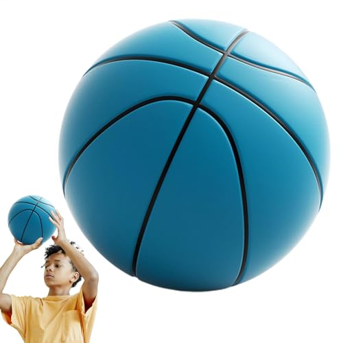 TQEBWUS Schaumstoff-Basketball 24 cm, Silent Ball Soft 3D PU Trainingsball, Indoor-Spielzeug Für Kinder, Geräuschlos, Lautloser Basketball, Waschbares, Langlebiges Und Robustes Spielzeug - Blue von TQEBWUS