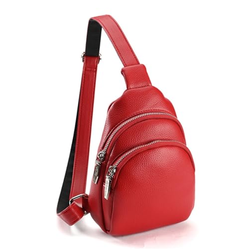 TQUXNGA Hüfttasche aus PU-Kunststoff, große Kapazität, Sport-Gürteltasche, Brusttasche, multifunktional, Damen, Crossbody, Hüfttasche, Schultertasche, rot von TQUXNGA