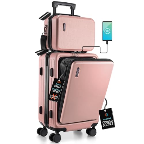 TRAVELARIM Handgepäck, 22 x 14 x 9, von Fluggesellschaften zugelassen Strapazierfähiges Hartschalen Spinner-Rädern, leichtes Set Kosmetikkoffer-50,8 cm Kleiner Koffer, ABS Polycarbonat, Pink, 22 Inch TRAVELARIM Handgepäck, 22 x 14 x 9, von Fluggesellschaften zugelassen Strapazierfähiges Hartschalen Spinner-Rädern, leichtes Set Kosmetikkoffer-50,8 cm Kleiner Koffer, ABS Polycarbonat, Pink, 22 Inch von TRAVELARIM