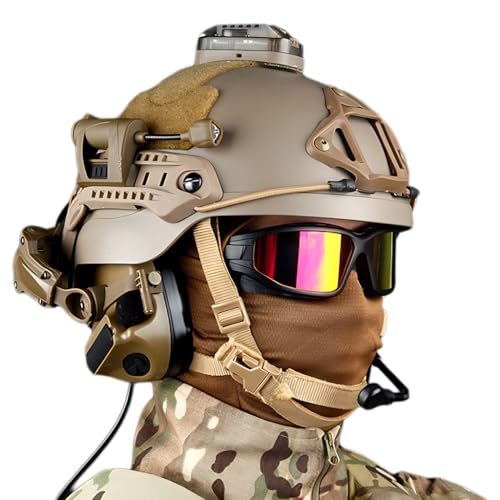 Airsoft Helm Set Verstellbarer Helm mit Taktischem Headset Taschenlampe Schutzbrille Signallicht Maske L4G24 Halterung und NVG Modell für Outdoor CS Paintball Jagd Ausrüstung B von TRCTIC