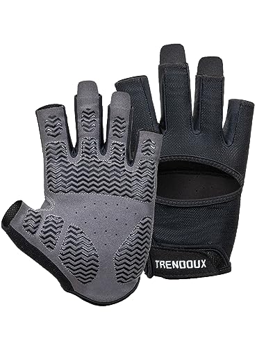 TRENDOUX Handschuhe Krafttraining Herren,rutschfeste Elastisch Hantel Handschuhe für Bodybuilding Schwarz L von TRENDOUX