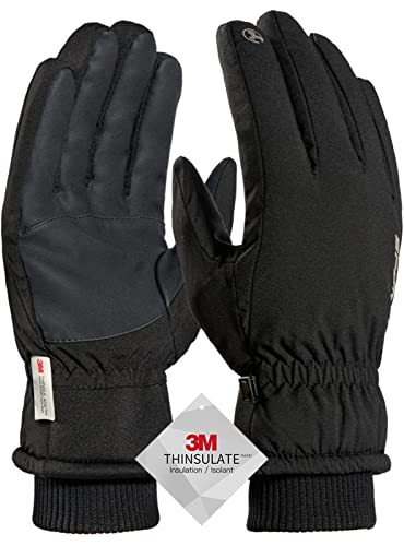 TRENDOUX Winterhandschuhe Herren, Warme wasserdichte Thermo handschuhe Damen für Frauen 3M Thinsulate gefüttert Touchscreen for Fahrrad Outdoor Snowboard, Handschuhe Ski - Schwarz L von TRENDOUX