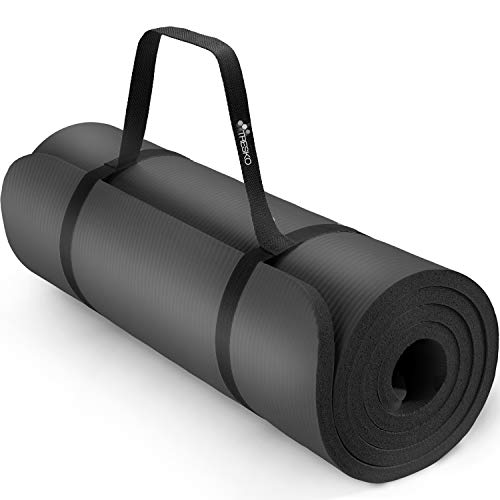 TRESKO Yogamatte Phthalatfrei - Gymnastikmatte rutschfest, Pilatesmatte Fitnessmatte mit Tragegurt, 190 x 100 x 1,5 cm von TRESKO