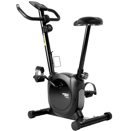 TREX SPORT Heimtrainer Fahrrad TX-350MB RIZE | Hometrainer Fahrrad |Pulssensoren, extrem leises Magnetbremssystem mit 10 Widerstandsstufen, 5 Sitzhähen, 120 kg belastbar (BLACK NIGHT) von TREX SPORT