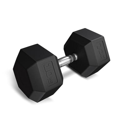 TREX SPORT Hexagon Hanteln | gummierte Kurzhanteln 2,5kg-20kg mit verchromtem Griff | Hanteln Dumbbells (1x10 kg) von TREX SPORT