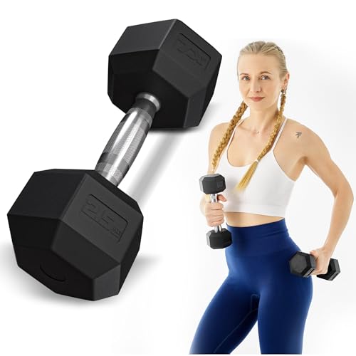 TREX SPORT Hexagon Hanteln | gummierte Kurzhanteln 2,5kg-20kg mit verchromtem Griff | Hanteln Dumbbells (1x2,5 kg) von TREX SPORT