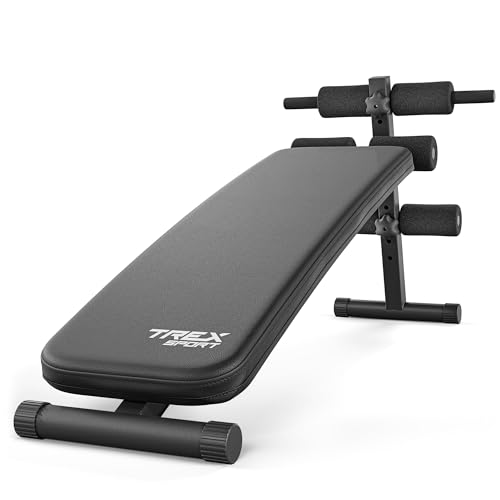 TREX SPORT TX-050B Sit Up Bank klappbar | Schrägbank | Bauchtrainer & Rückentrainer für zuhause von TREX SPORT