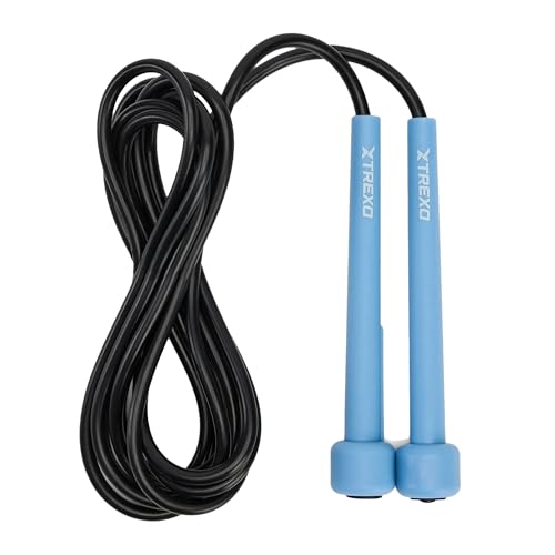 TREXO BASIC Springseil Fitness in Blau mit verstellbarer Länge bis zu 275 cm Springseil verstellbar Ideal für das Training Aus PVC und PP mit verstellbaren Griffen Leicht und komfortabel TREXO BASIC Springseil Fitness in Blau mit verstellbarer Länge bis zu 275 cm Springseil verstellbar Ideal für das Training Aus PVC und PP mit verstellbaren Griffen Leicht und komfortabel von TREXO