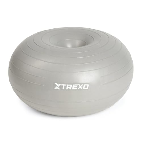 TREXO Gymnastikball Donut in Grau mit 50 cm Durchmesser, aus PVC, stabil und komfortabel Mobilisiert die Tiefenmuskulatur, ideal für Reha, Fitness und Haltungskorrektur Inklusive Pumpe TREXO Gymnastikball Donut in Grau mit 50 cm Durchmesser, aus PVC, stabil und komfortabel Mobilisiert die Tiefenmuskulatur, ideal für Reha, Fitness und Haltungskorrektur Inklusive Pumpe von TREXO