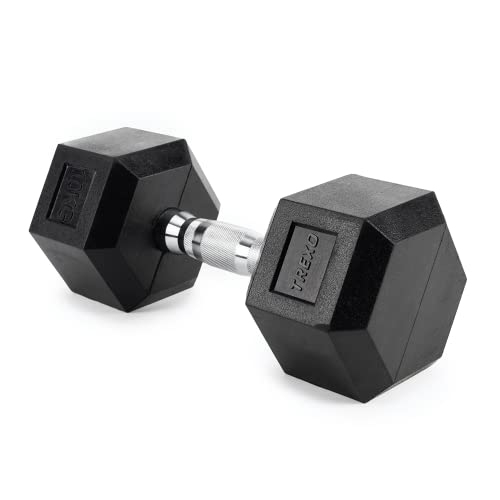 TREXO Hexagon Hanteln 10 kg Hex Kurzhanteln mit Durable Gummierte Gusseisen für Krafttraining mit Ergonomischen Verchromte Griff Gewichte Training Zuhause Hantel für Männer un Frauen von TREXO