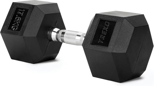 TREXO Hexagon Hanteln 17.5 kg Hex Kurzhanteln mit Durable Gummierte Gusseisen für Krafttraining mit Ergonomischen Verchromte Griff Gewichte Training Zuhause Hantel für Männer un Frauen TREXO Hexagon Hanteln 17.5 kg Hex Kurzhanteln mit Durable Gummierte Gusseisen für Krafttraining mit Ergonomischen Verchromte Griff Gewichte Training Zuhause Hantel für Männer un Frauen von TREXO