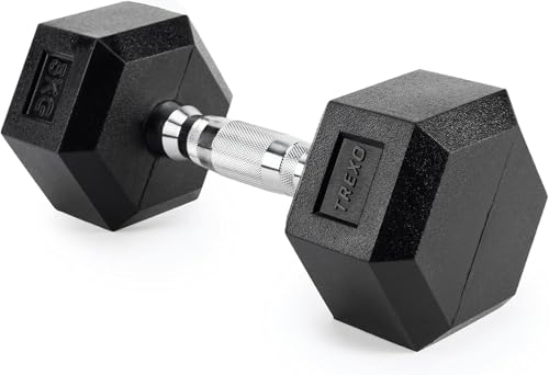 TREXO Hexagon Hanteln 5 kg Hex Kurzhanteln mit Durable Gummierte Gusseisen für Krafttraining mit Ergonomischen Verchromte Griff Gewichte Training Zuhause Hantel für Männer un Frauen TREXO Hexagon Hanteln 5 kg Hex Kurzhanteln mit Durable Gummierte Gusseisen für Krafttraining mit Ergonomischen Verchromte Griff Gewichte Training Zuhause Hantel für Männer un Frauen von TREXO