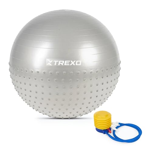 TREXO Massage Gymnastikball 75 cm in Grigio, aus widerstandsfähigem PVC mit Pumpe Glatte Oberfläche für Übungen, Noppen zur Massage. Aktiviert Muskeln und Gelenke, ideal für Training, Rehabilitation TREXO Massage Gymnastikball 75 cm in Grigio, aus widerstandsfähigem PVC mit Pumpe Glatte Oberfläche für Übungen, Noppen zur Massage. Aktiviert Muskeln und Gelenke, ideal für Training, Rehabilitation von TREXO