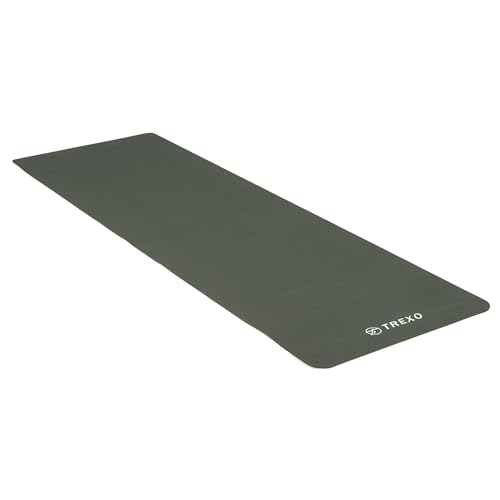 TREXO Weichschaum-Yogamatten TPE 2, 61 x 183 cm, 6 mm dick, zweifarbig, für Indoor-Club Pilates, Stretching, Gymnastik YM-T02N (Grün) von TREXO