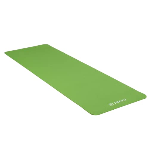 TREXO Yogamatten, Weich-TPE-Schaum, 183 x 61 cm, 6 mm stark, grün, für Indoor-Club Pilates, Stretch Training, Gymnastik YM-T01Z von TREXO