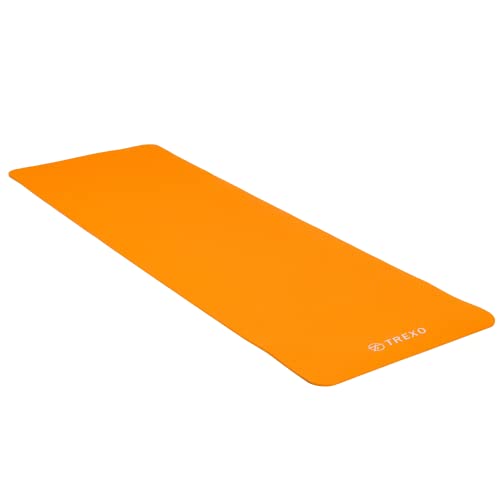 TREXO Yogamatten, weicher TPE-Schaumstoff, 183 x 61 cm, 6 mm stark, orange, für Pilates, Stretching und Gymnastik in der Halle YM-T01P von TREXO