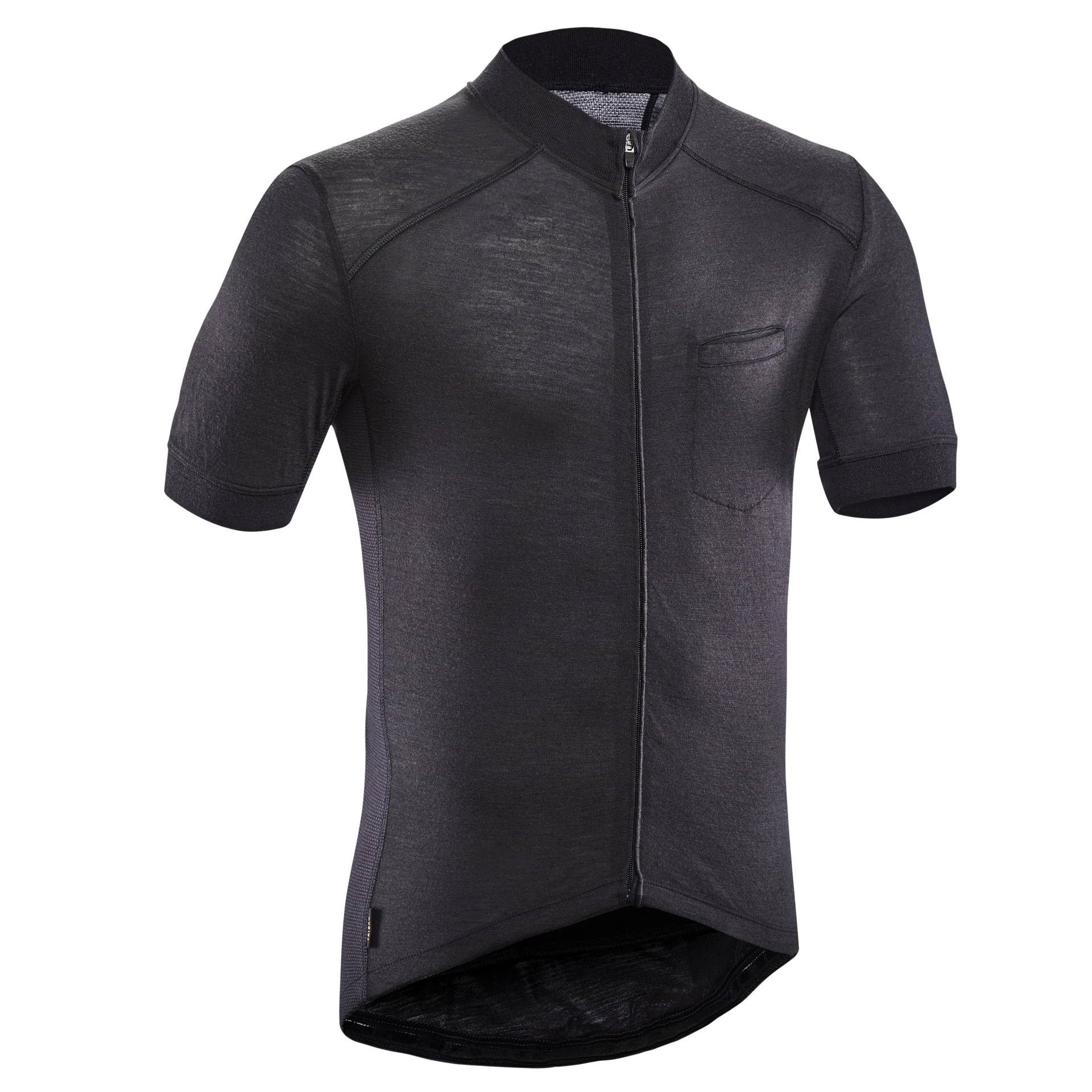 Radtrikot kurzarm Herren GRVL900 Merino schwarz von TRIBAN