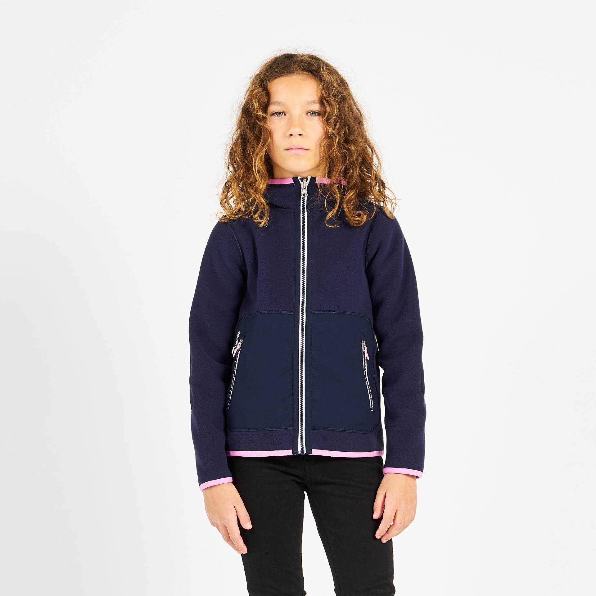 Fleecejacke Segeln Kinder warm wendbar 500 marineblau/rosa von TRIBORD