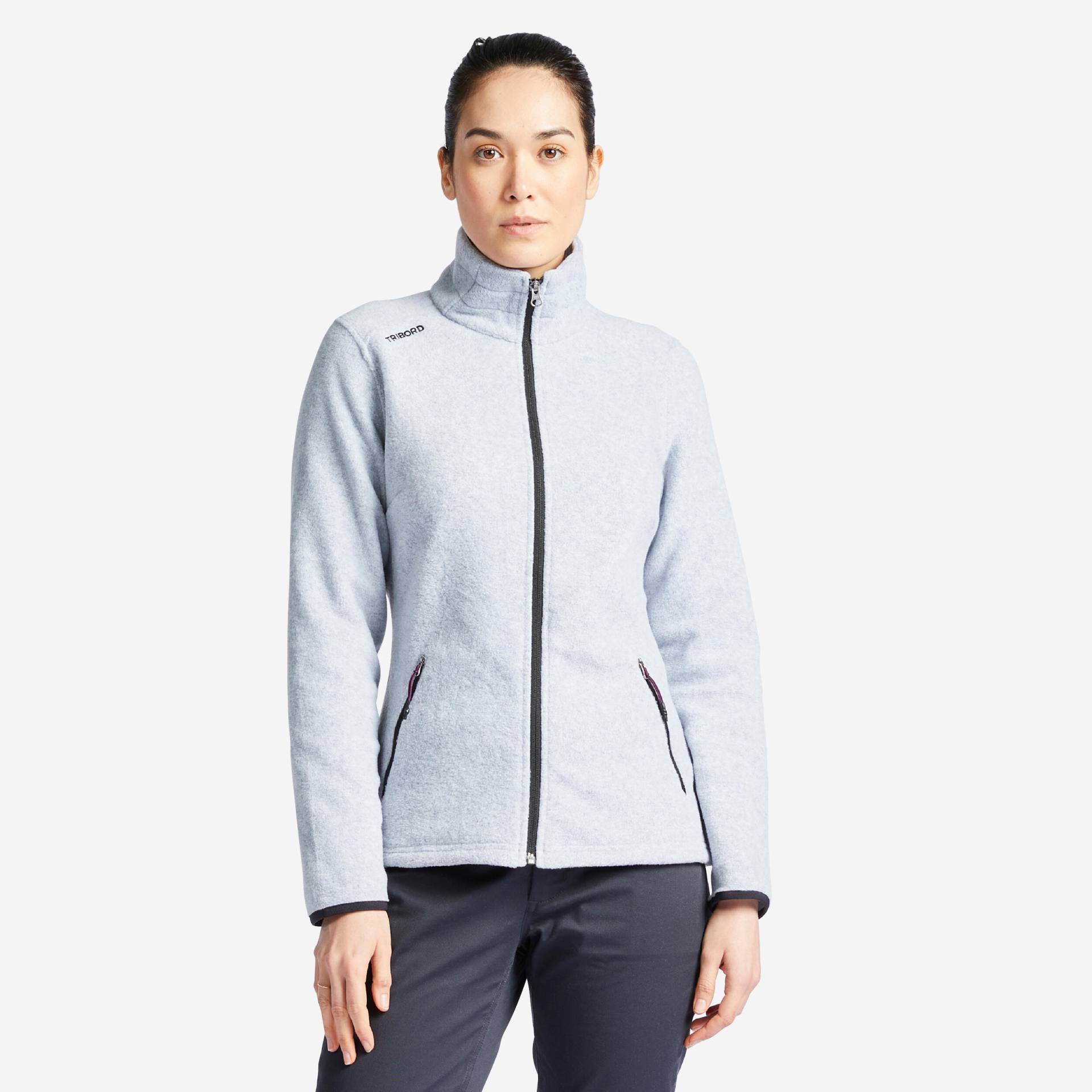 Fleecejacke Damen warm Segeln - Sailing 100 grau meliert von TRIBORD