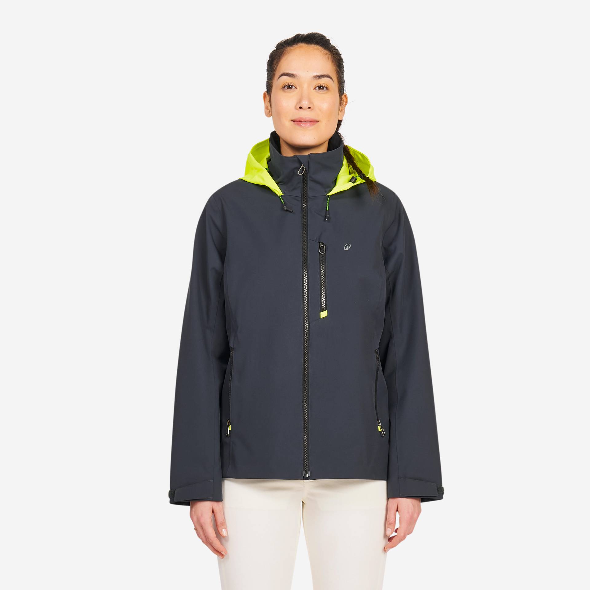 Regenjacke Segeln Damen wasserdicht winddicht - 300 dunkelgrau gelbe Kapuze Regenjacke Segeln Damen wasserdicht winddicht - 300 dunkelgrau gelbe Kapuze von TRIBORD