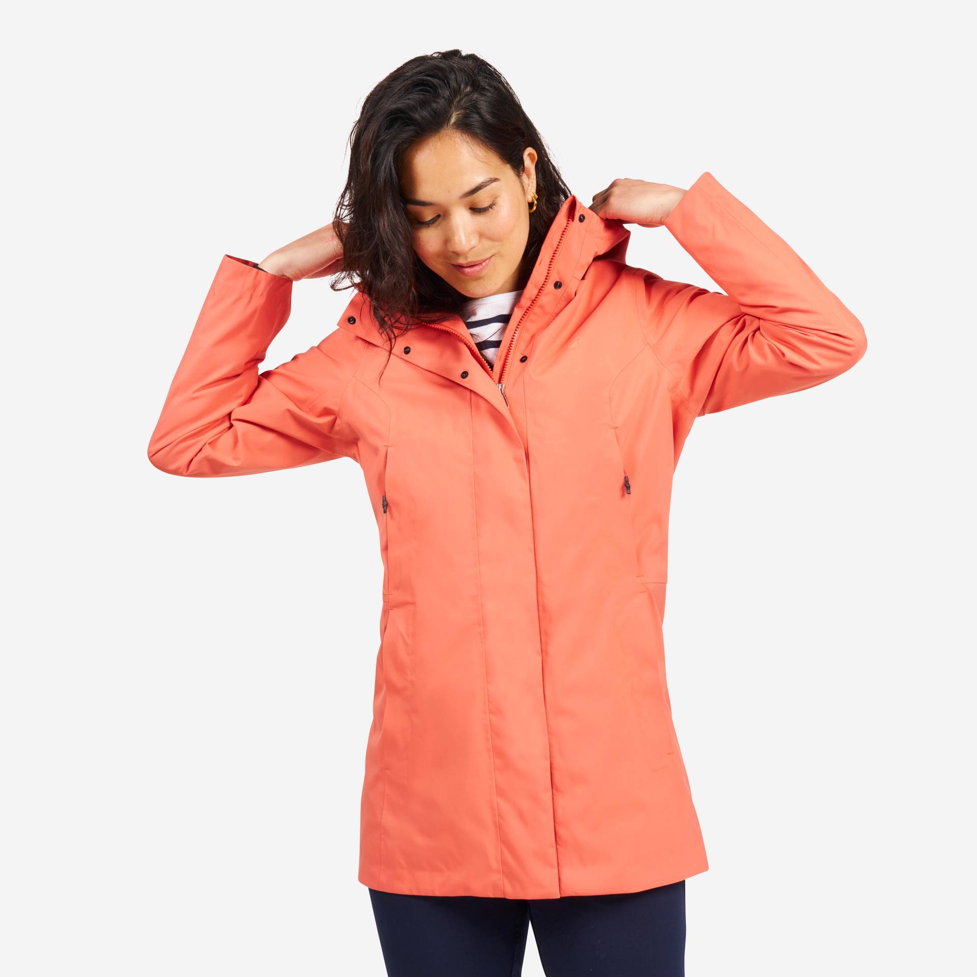 Regenparker Segeln Damen lang wasserdicht 500 rostrot Regenparker Segeln Damen lang wasserdicht 500 rostrot von TRIBORD