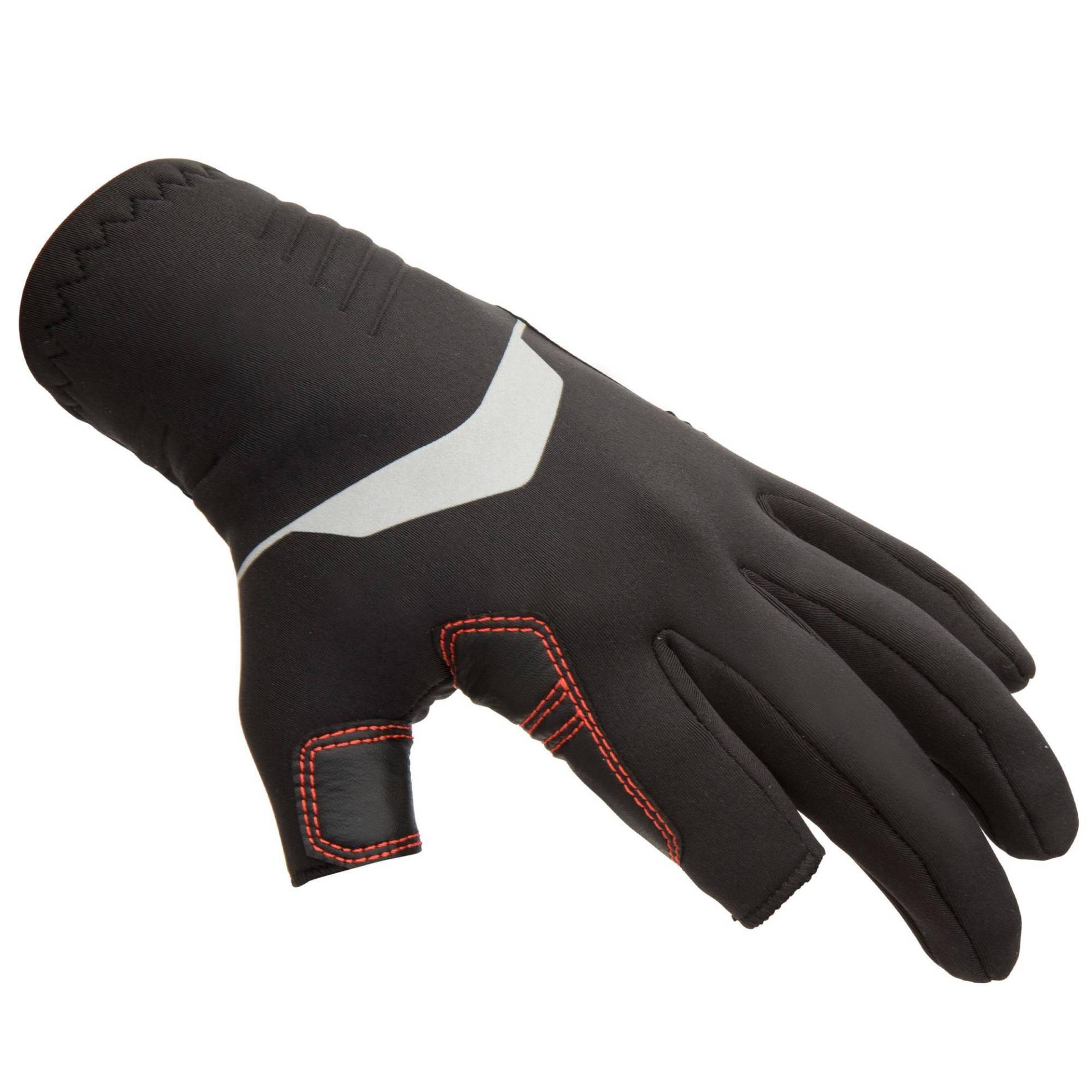 Segelhandschuhe Neopren Zweifinger Damen/Herren 900 schwarz von TRIBORD