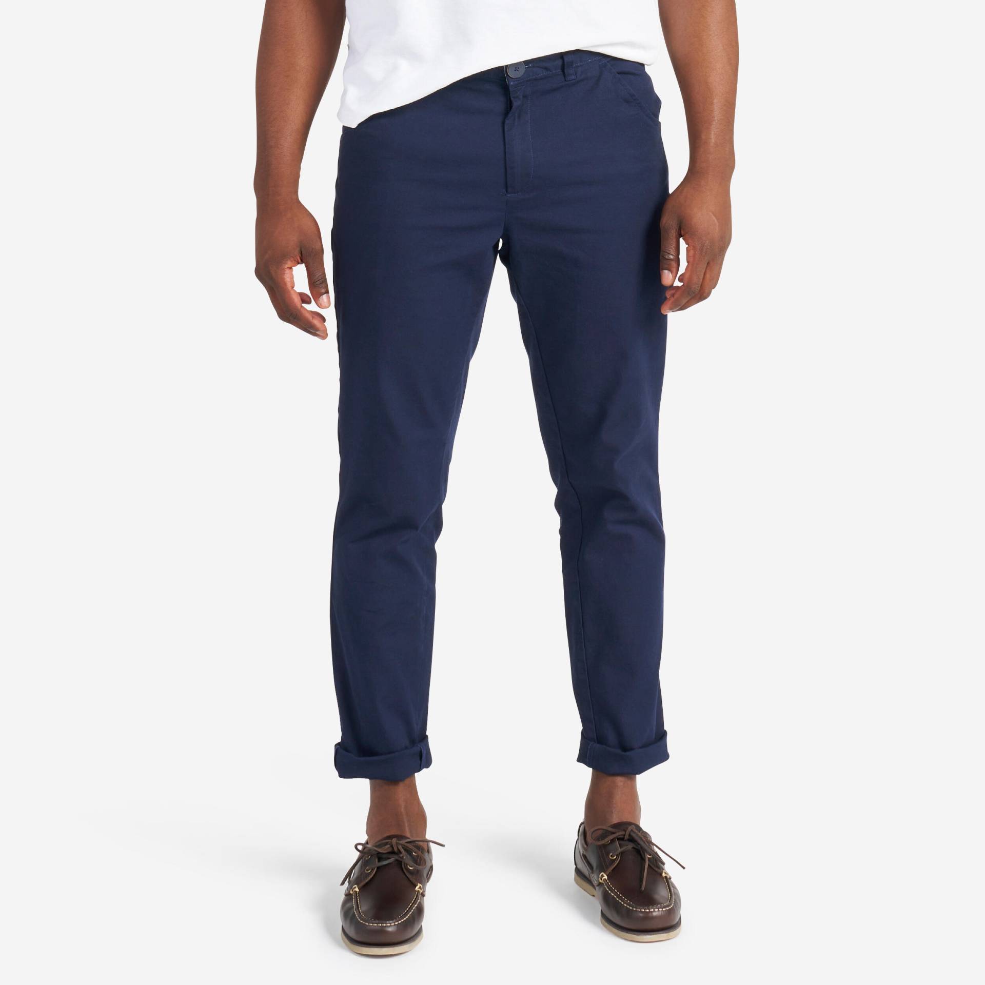 Hose Chino Herren Baumwolle 100 marineblau von TRIBORD