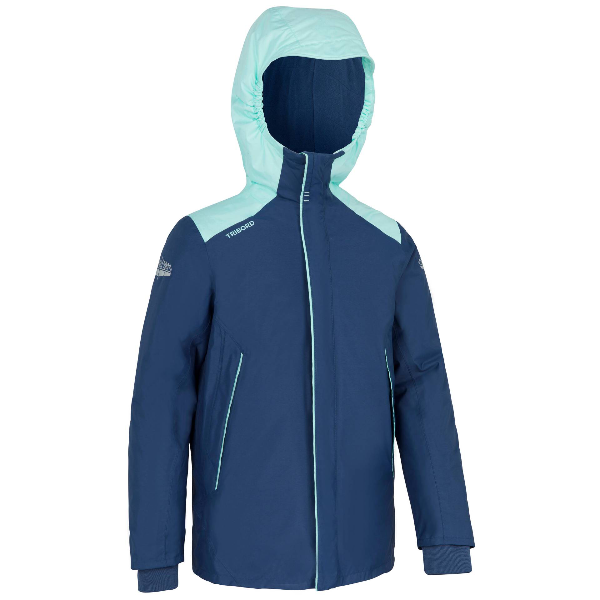 Segeljacke Kinder 100 winter warm wasserdicht blau/mintgrün von TRIBORD