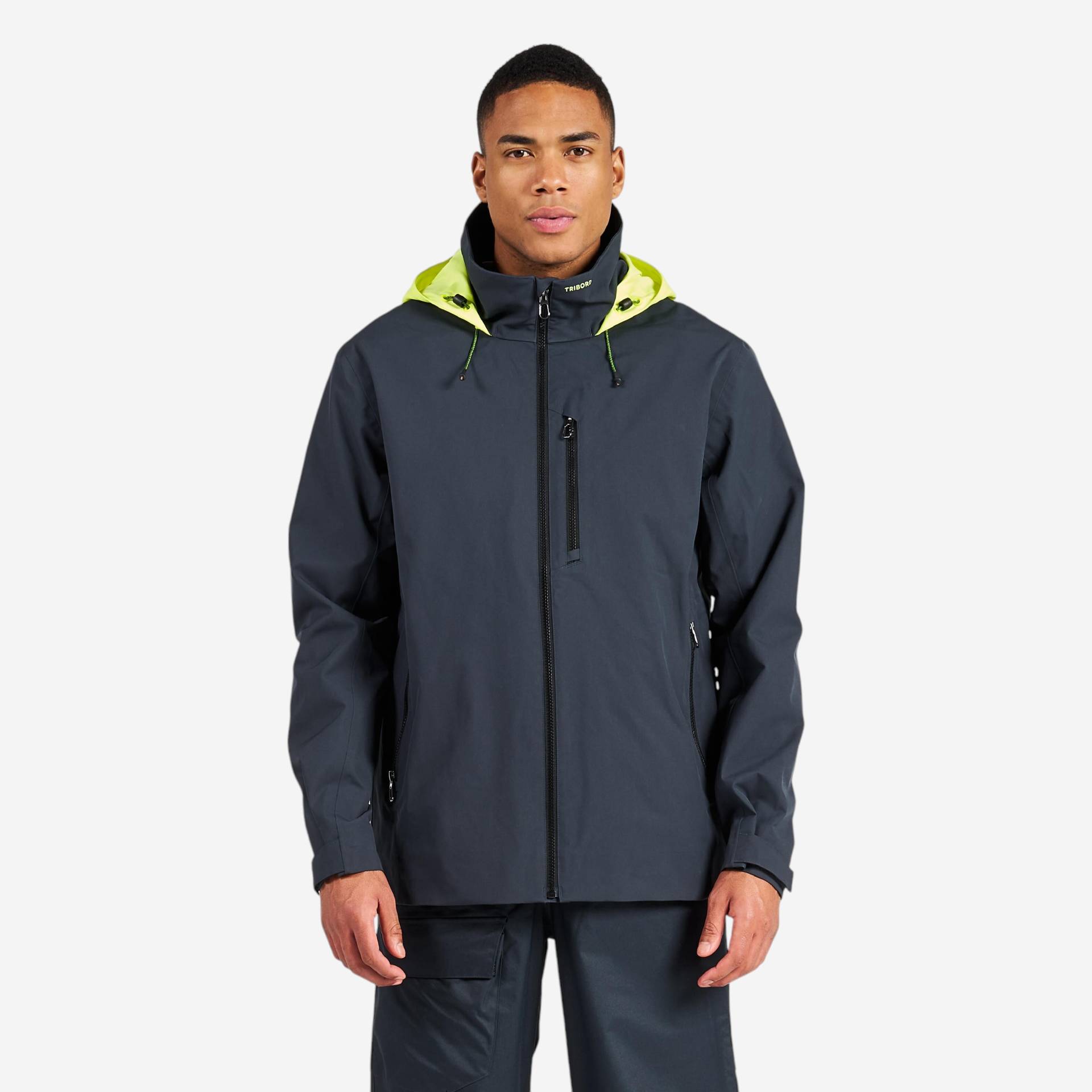 Segeljacke Regenjacke Herren wasserdicht winddicht 300 grau + gelbe Kapuze Segeljacke Regenjacke Herren wasserdicht winddicht 300 grau + gelbe Kapuze von TRIBORD