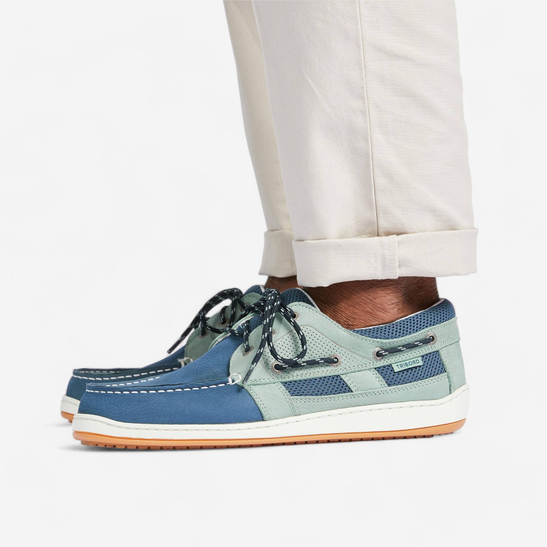 Segelschuhe Herren Leder - Clipper khaki/petrol Segelschuhe Herren Leder - Clipper khaki/petrol von TRIBORD