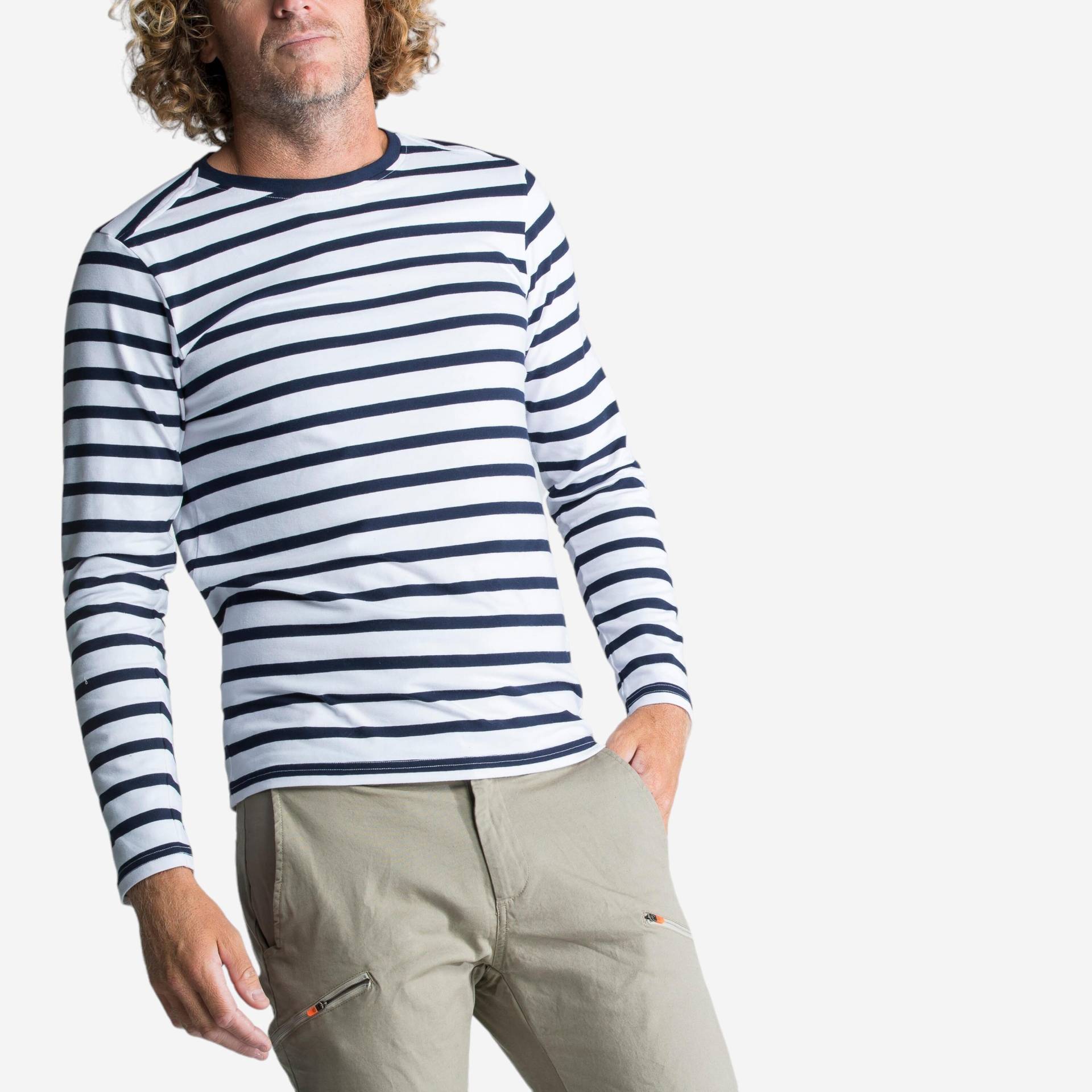 Segelshirt Herren langarm - 100 weiss/blau Segelshirt Herren langarm - 100 weiss/blau von TRIBORD