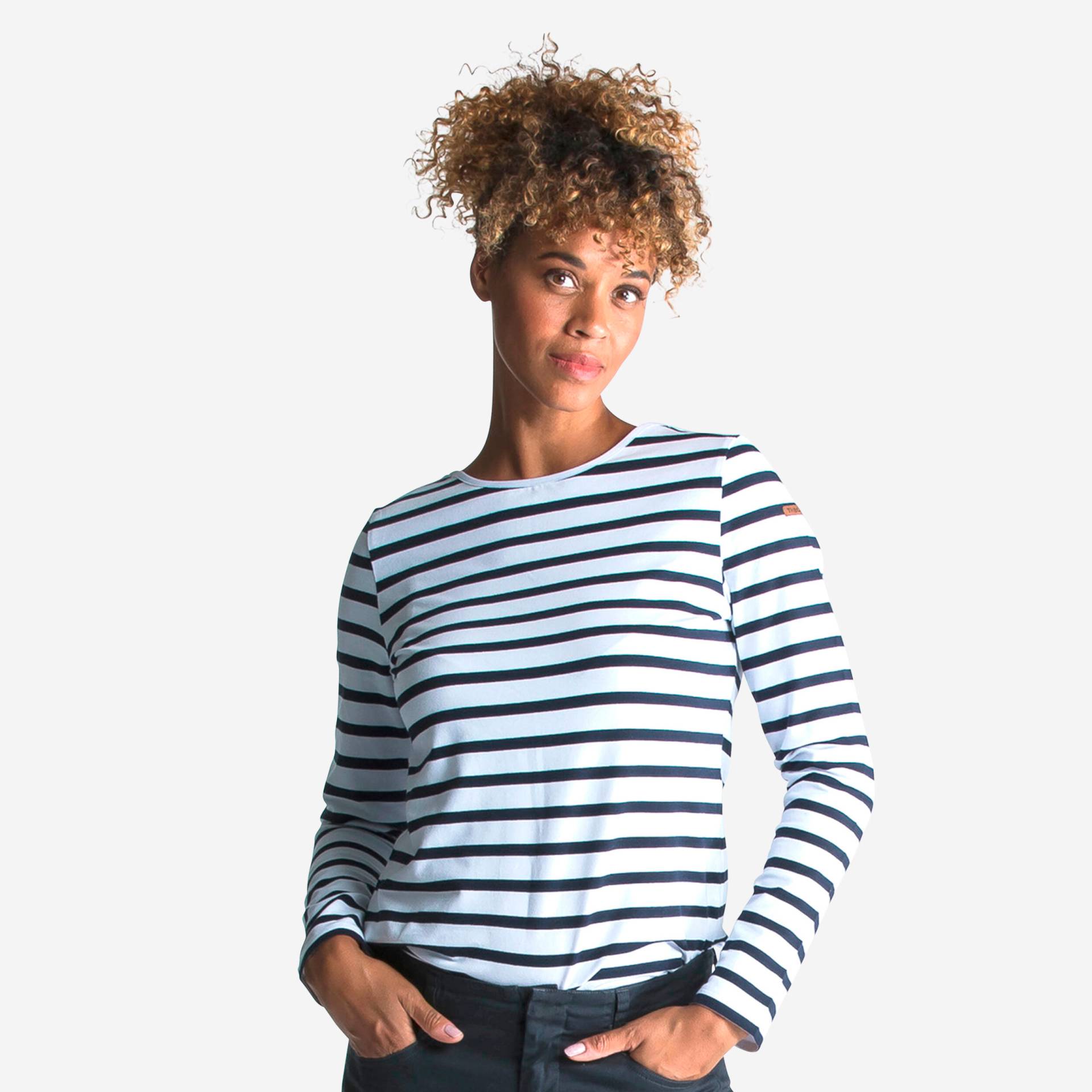 Segelshirt langarm Damen 100 weiss/blau Segelshirt langarm Damen 100 weiss/blau von TRIBORD