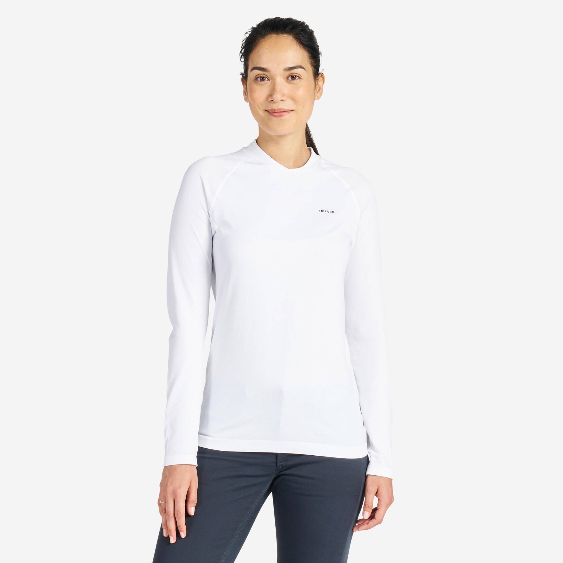 Segelshirt langarm Damen UV-Schutz - Sailing 500 weiss von TRIBORD