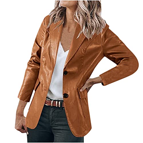 Damen Lederblazer Business Anzug Lederhemd Elegant Langarm Blazer Einfarbig Slim Fit Jacke Blusenjacke Ohne Verschluss Strickjacke Reverskragen Übergangsjacke Leder Motorradjacke Anzugjacke Für Büro Damen Lederblazer Business Anzug Lederhemd Elegant Langarm Blazer Einfarbig Slim Fit Jacke Blusenjacke Ohne Verschluss Strickjacke Reverskragen Übergangsjacke Leder Motorradjacke Anzugjacke Für Büro von TRIGLICOLEUM
