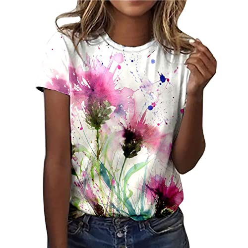 Damen Oberteile Sommer Tshirt Kurzarm Bluse mit Rundhalsausschnitt Bunte Blumen Drucken T-Shirt Tee Tops Pullover Teenager Mädchen Pulli Tunika Shirt Freizeit T Shirts Longbluse für Frauen Damen Oberteile Sommer Tshirt Kurzarm Bluse mit Rundhalsausschnitt Bunte Blumen Drucken T-Shirt Tee Tops Pullover Teenager Mädchen Pulli Tunika Shirt Freizeit T Shirts Longbluse für Frauen von TRIGLICOLEUM