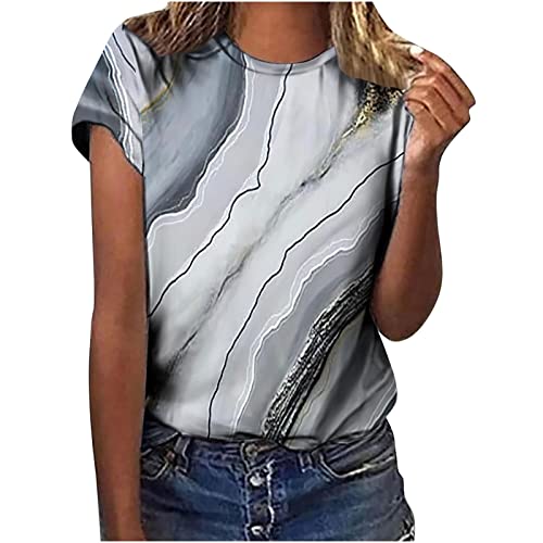 Damen Sommer Oberteile Tshirt Bunte Blumen Drucken Bluse Kurzarm T-Shirt mit Rundhalsausschnitt Tee Tops Pullover Teenager Mädchen Pulli Tunika Shirt Lose Bequem T-Shirts Sportshirt für Frauen von TRIGLICOLEUM