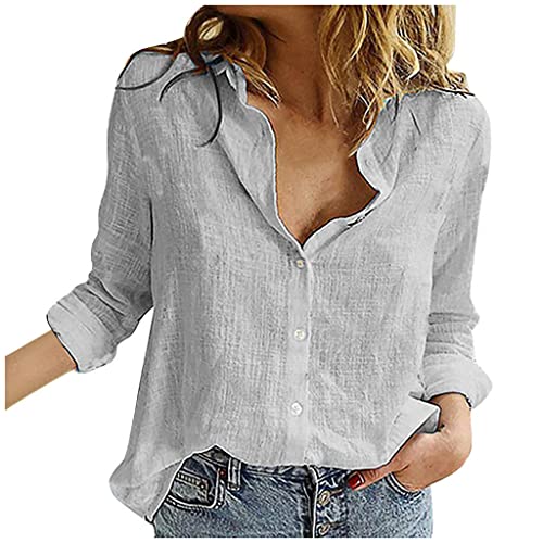 Leinen Bluse Damen Retro Einfarbig Leinenhemd Einreihiges Hemd Langarm Revers Hemdbluse Sommer Shirt Bequeme Blusenshirt Locker Oberteile Urlaub Strand Tunika Tops Blusen & Tuniken für Damen Hemden Leinen Bluse Damen Retro Einfarbig Leinenhemd Einreihiges Hemd Langarm Revers Hemdbluse Sommer Shirt Bequeme Blusenshirt Locker Oberteile Urlaub Strand Tunika Tops Blusen & Tuniken für Damen Hemden von TRIGLICOLEUM