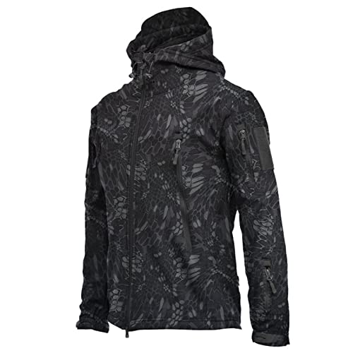 Regenjacke Herren Softshelljacke Wasserdicht Regenmantel mit Kapuze Leicht Jacke Atmungsaktiv Camouflage Outdoorjacke Herbst Winter Winddicht Übergangsjacke Zipper Mantel für Wandern Trekking Fahrrad von TRIGLICOLEUM