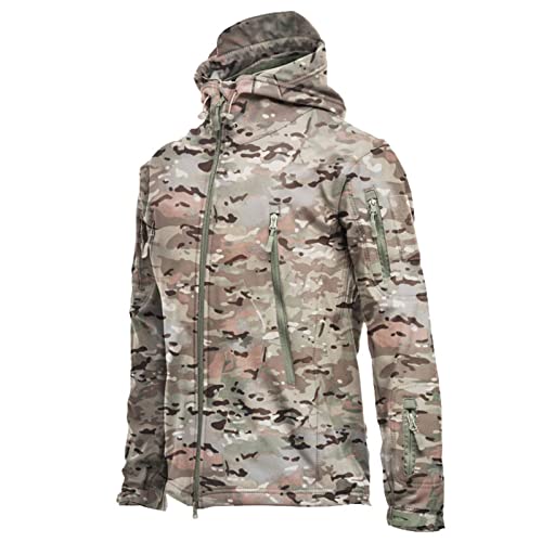 Regenjacke Herren Softshelljacke Wasserdicht Regenmantel mit Kapuze Leicht Jacke Atmungsaktiv Camouflage Outdoorjacke Herbst Winter Winddicht Übergangsjacke Zipper Mantel für Wandern Trekking Fahrrad Regenjacke Herren Softshelljacke Wasserdicht Regenmantel mit Kapuze Leicht Jacke Atmungsaktiv Camouflage Outdoorjacke Herbst Winter Winddicht Übergangsjacke Zipper Mantel für Wandern Trekking Fahrrad von TRIGLICOLEUM