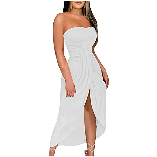 Schlauchkleid Damen Elegantes Einfarbiges Bandeau Kleid Sexy Schulterfreies Karneval Kleid A-Linien Kleid mit Hoher Taille und Hohem Schlitz Fließendes Langes Maxikleid Partykleid Abendkleid Schlauchkleid Damen Elegantes Einfarbiges Bandeau Kleid Sexy Schulterfreies Karneval Kleid A-Linien Kleid mit Hoher Taille und Hohem Schlitz Fließendes Langes Maxikleid Partykleid Abendkleid von TRIGLICOLEUM