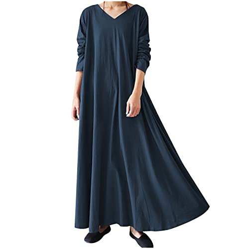 TRIGLICOLEUM Langes Kleid Damen Vintage Einfarbige Winterkleid Lose Baggy Kaftan Langarm V-Ausschnitt Pullover-Kleid Warme Baumwolle Maxikleid Freizeitkleid Tägliches Urlaubskleid Große Größen 5XL TRIGLICOLEUM Langes Kleid Damen Vintage Einfarbige Winterkleid Lose Baggy Kaftan Langarm V-Ausschnitt Pullover-Kleid Warme Baumwolle Maxikleid Freizeitkleid Tägliches Urlaubskleid Große Größen 5XL von TRIGLICOLEUM