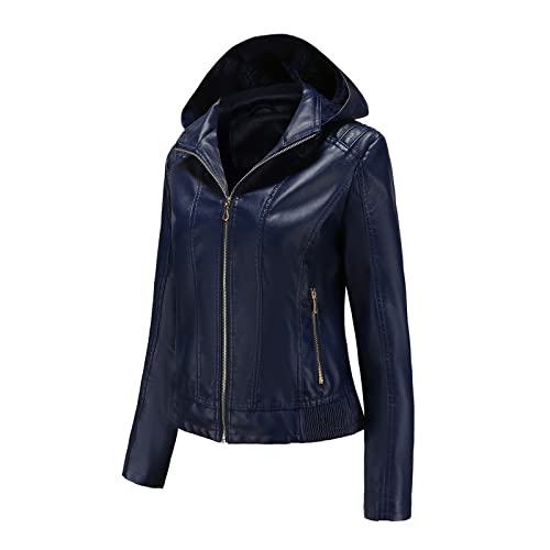 TRIGLICOLEUM Lederjacke Damen Übergangsjacke mit Kapuze Gefütterter Plüsch Leder Jacke Einfarbig Slim Fit Ledermantel Kunstleder Bikerjacke Herbst Winter Kunstlederjacke Reißverschluss Motoradjacke TRIGLICOLEUM Lederjacke Damen Übergangsjacke mit Kapuze Gefütterter Plüsch Leder Jacke Einfarbig Slim Fit Ledermantel Kunstleder Bikerjacke Herbst Winter Kunstlederjacke Reißverschluss Motoradjacke von TRIGLICOLEUM