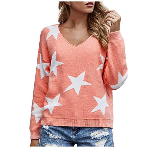 TRIGLICOLEUM Pullover Damen Mode V-Ausschnitt Strickpullover Gestrickter Pulli Strick Oberteile MIt Stern-Muster Teenager Mädchen Sweater Herbst Winter Sweatshirt Langarm Strickpulli Jumper Tops TRIGLICOLEUM Pullover Damen Mode V-Ausschnitt Strickpullover Gestrickter Pulli Strick Oberteile MIt Stern-Muster Teenager Mädchen Sweater Herbst Winter Sweatshirt Langarm Strickpulli Jumper Tops von TRIGLICOLEUM