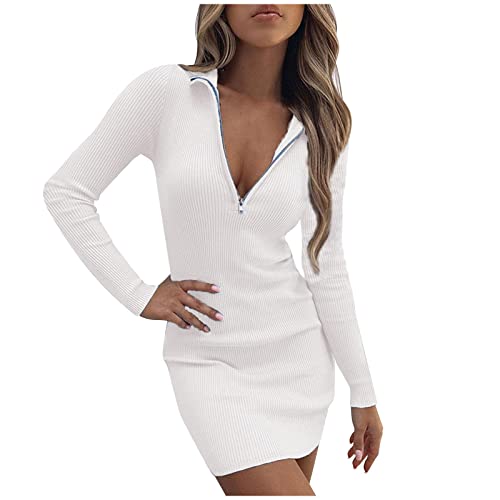 TRIGLICOLEUM Strickkleid Damen Sexy Einfarbige Etuikleid Winterkleid Reißverschluss V-Ausschnitt Pulloverkleid Winter Langarm Wickelkleid Bodycon Minikleid Hüftkleid Bleistiftkleid Große Größen 3XL TRIGLICOLEUM Strickkleid Damen Sexy Einfarbige Etuikleid Winterkleid Reißverschluss V-Ausschnitt Pulloverkleid Winter Langarm Wickelkleid Bodycon Minikleid Hüftkleid Bleistiftkleid Große Größen 3XL von TRIGLICOLEUM