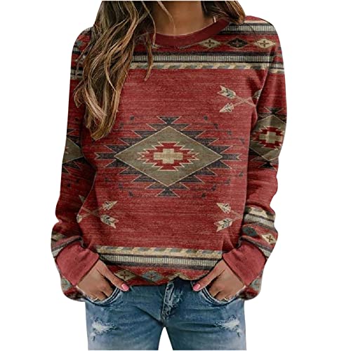 TRIGLICOLEUM Sweatshirt Damen Vintage Pullover im Ethno Stil Bluse Tunika mit Klassischem Geometry Print Bequemes Langarmshirt Oberteile Herbst Winter O Ausschnitt Sportbekleidung Basic Shirt Tops TRIGLICOLEUM Sweatshirt Damen Vintage Pullover im Ethno Stil Bluse Tunika mit Klassischem Geometry Print Bequemes Langarmshirt Oberteile Herbst Winter O Ausschnitt Sportbekleidung Basic Shirt Tops von TRIGLICOLEUM
