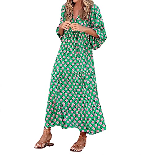 TRIGLICOLEUM Swing Kleider Damen Boho Blumendruck Strandkleid Langes Maxi Kleid im Vintage Ethno Stil Gesmoktes Stufenkleid mit Puffärmeln Mode Kurzarm Sommerkleid Rundhals Partykleid Freizeitkleid TRIGLICOLEUM Swing Kleider Damen Boho Blumendruck Strandkleid Langes Maxi Kleid im Vintage Ethno Stil Gesmoktes Stufenkleid mit Puffärmeln Mode Kurzarm Sommerkleid Rundhals Partykleid Freizeitkleid von TRIGLICOLEUM