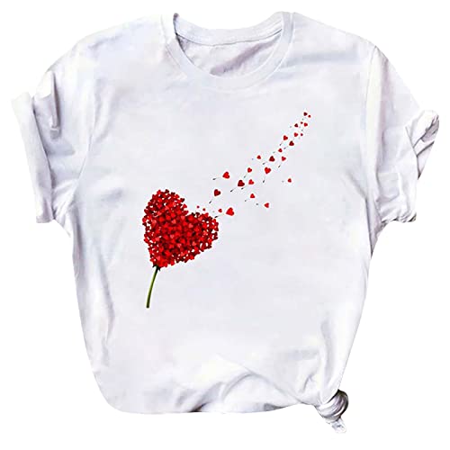 TRIGLICOLEUM T-Shirt Damen Elegante Schlichte Bluse Tunika Tshirt mit Herz Print Lässige Pullover mit Rundhals Kurzärmelig Laufshirt Sommer Basic Shirt Oberteile Hemden Kurzarmshirt TRIGLICOLEUM T-Shirt Damen Elegante Schlichte Bluse Tunika Tshirt mit Herz Print Lässige Pullover mit Rundhals Kurzärmelig Laufshirt Sommer Basic Shirt Oberteile Hemden Kurzarmshirt von TRIGLICOLEUM