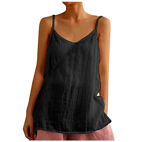 TRIGLICOLEUM Tank Top Damen Sexy Schulterfreies Leibchen Retro Einfarbiges Baumwoll Leinen Bluse Ärmelloses Trägertop Sommer Oberteile Pullover mit V-Ausschnitt Lockeres Freizeithemd Weste Tshirt TRIGLICOLEUM Tank Top Damen Sexy Schulterfreies Leibchen Retro Einfarbiges Baumwoll Leinen Bluse Ärmelloses Trägertop Sommer Oberteile Pullover mit V-Ausschnitt Lockeres Freizeithemd Weste Tshirt von TRIGLICOLEUM