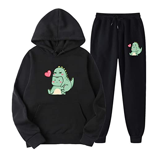 TRIGLICOLEUM Traingsanzug Damen Jogginganzug Kawaii Dinosaurier Hoodie Einfarbige Kapuzenpullover Sportbekleidung mit Tasche Kapuzen Sweatshirt +Lockere Jogginghose Lange Hosen Sportanzug 2 Stück TRIGLICOLEUM Traingsanzug Damen Jogginganzug Kawaii Dinosaurier Hoodie Einfarbige Kapuzenpullover Sportbekleidung mit Tasche Kapuzen Sweatshirt +Lockere Jogginghose Lange Hosen Sportanzug 2 Stück von TRIGLICOLEUM
