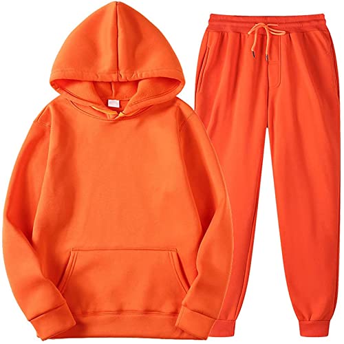 TRIGLICOLEUM Trainingsanzug Damen Einfarbiger Kapuze Jogginganzug Lässiger Langarm Sportanzug Trainingsjacke Anzug Sportbekleidung mit Tasche Kapuzen Sweatshirt +Lockere Jogginghose Lange Hosen von TRIGLICOLEUM